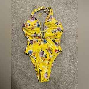 Yellow Floral Bathing Suit